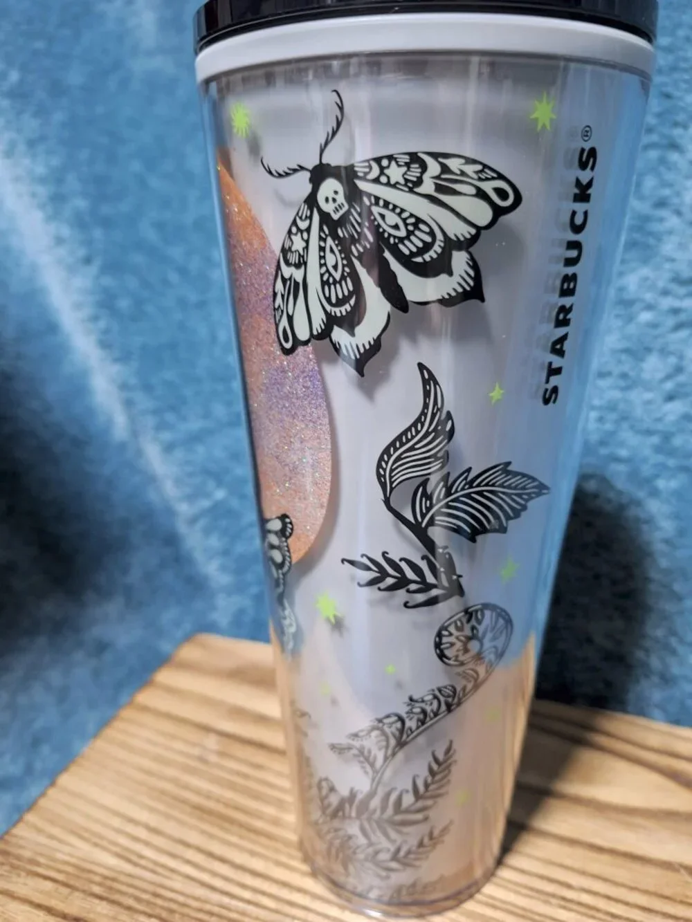 NIP! Starbucks 24 oz. 2025 Halloween Moth Moon Glow-in-the-Dark Tumbler